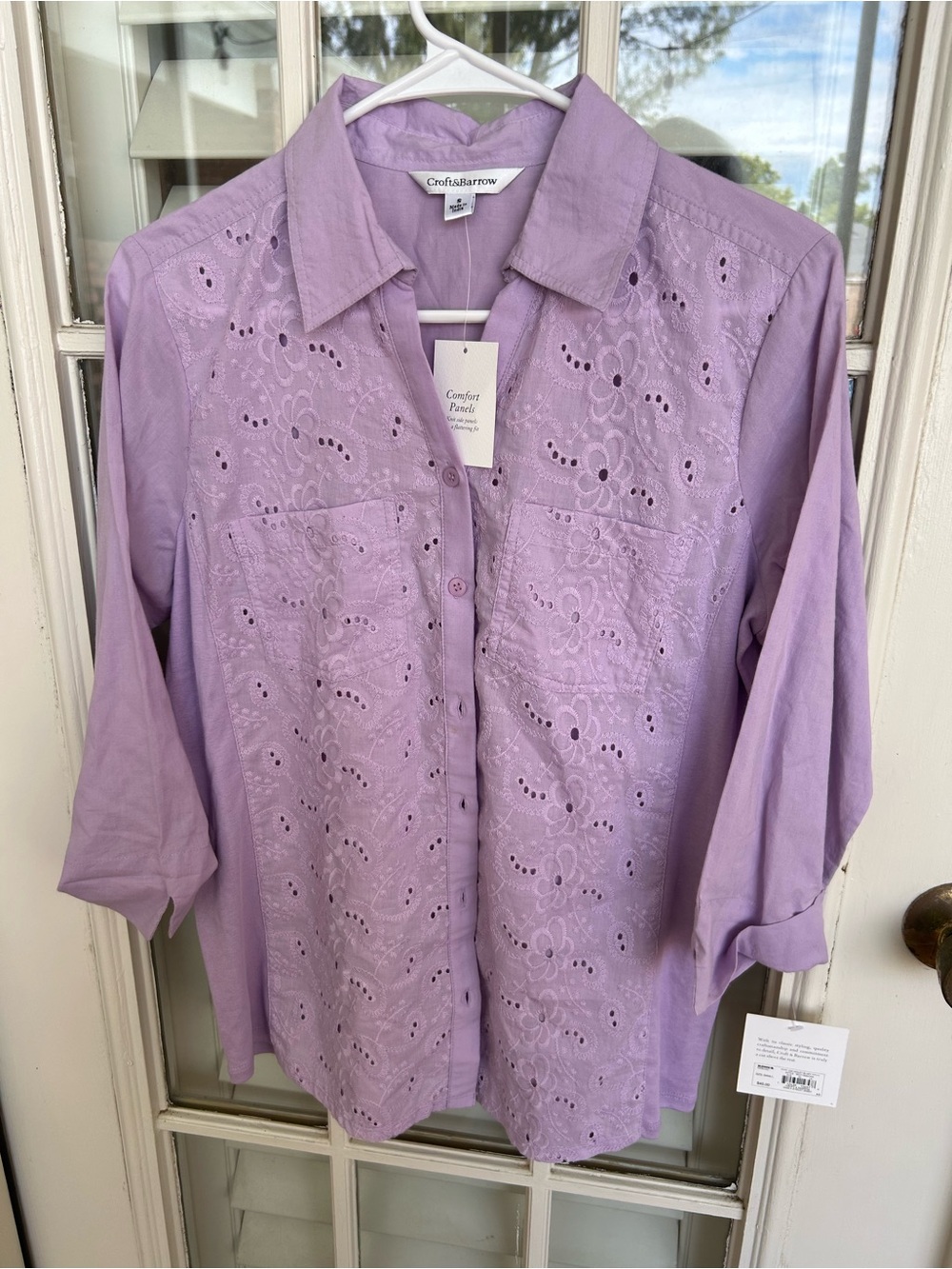croft & barrow Lavender Eyelet Button-Front Shirt